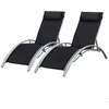 Image de Lot de 2 transats GALAPAGOS en textilène noir - aluminium gris