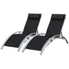 Image de Lot de 2 transats galapagos en textilène noir - aluminium gris OctopiaProducts