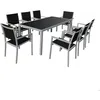 Image de Salon de jardin BARI en textilène noir 8 places - aluminium gris