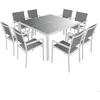 Image de Salon de jardin CAGLIARI en textilène gris 8 places - aluminium blanc