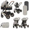Image de LORELLI Lora - Poussette combinée 3en1 avec couvre jambes nacelle et siège auto - Jusquà 15Kg - Pliable - Beige/Noir