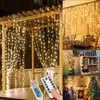 Image de 3x3m Guirlande Lumineuse 300 LED Rideau Lumineux 8 Modes dEclairage Intérieur Extérieur Decoration Mariage Sapin Noel Blanc chaud