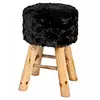 Image de Tabouret Rond Imitation Fourrure "josie" 45cm Noir