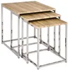 Image de Lot de 3 tables - SWITHOME - Petter - Chêne blond - Acier chromé - Design contemporain