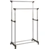 Image de Portant double Amel - Métal - Sur roulettes - 2 tringles chromées réglables en hauteur