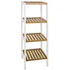 Image de BAMBOU Étagère de salle de bain 4 plateaux L 33 cm - Blanc et bois bambou naturel