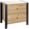 Image de Table De Chevet 2 Tiroirs "vicky" 60cm Naturel & Noir