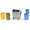 Image de Assortiment de poubelles jouet - BRUDER - Modèle Bruder - Lot de 4 pièces - 1 container 3 petites poubelles
