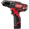 Image de Perceuse à percussion sans-fil M12  BPD-202C 12 V - MILWAUKEE - 2 batteries 2Ah - mandrin métal FixTec  10 mm