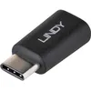 Image de Adaptateur USB 2.0 - LINDY - Type C vers Micro-B - Connecteur réversible - Transfert jusquà 480 Mbit/s - Noir