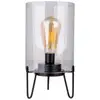 Image de Naeve lonna lampe de table cylindrique noire à piles ip44 avec fonction minuterie