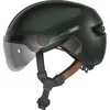 Image de Casque vélo urbain ABUS HUD-Y ACE vert   visière relevable LED rechargeable fermeture FidLock
