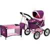 Image de Poussette Landau Pour Poupée - Trendy - 68 cm - Réglable - Prune - Pour poupées jusquà 46 cm
