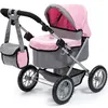 Image de Poussette pour poupée Trendy - BAYER - Gris et Rose - Réglable - Pour poupées jusquà 46 cm