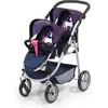Image de BAYER Poussette jumelle pour poupée licorne bleu et rose vif réglable