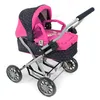 Image de Poussette Pour Poupée Smarty - Rose Fleuri Et Marine À Pois