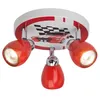 Image de Plafonnier 3 spots - BRILLIANT - Racing - Métal blanc et rouge - Ø 21 cm - Orientable
