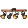 Image de Plafonnier - Brilliant - DECCA - 78x28x33cm - E27 4x10W - noir - métal et bois