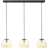 Image de Suspension - BRILLIANT - Kaizen - 3 lampes - Verre ambre - Métal noir mat - 40 W