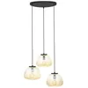 Image de Suspension Kaizen à 3 lampes - BRILLIANT - G90939-77 - Verre nervuré - Métal noir mat - Plastique marron
