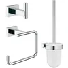 Image de GROHE Set d’accessoires Salle de bain 3 en 1 Essentials Cube 40757001 - Patère murale - Brosse - Dérouleur papier wc - Chrome