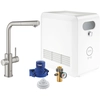 Image de GROHE mitigeur monocommande à "L" BLUE HOME avec système pour 3 types d'eau 31326DC2 (Super steel avec mousseur extractible - acier satiné)