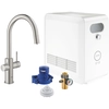 Image de GROHE mitigeur monocommande à "C" BLUE HOME avec système pour 3 types d'eau 31325DC2 (Super steel avec mousseur extractible - acier satiné)