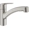Image de Robinet de cuisine - Supersteel - Mitigeur moncommande évier - Douchette extractible - Bec bas pivotant 90° - GROHE Start -