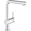 Image de Mitigeur Évier Minta 32168000 - Douchette Extractible - Bec L - Bec Tube Pivotant 360° - Clapet Anti-retour - Chrome