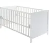Image de ROBA Lit Bébé Évolutif 70x140 - Réglable en Hauteur - 3 Barreaux Amovibles - Coins de Transformation Inclus - Bois Blanc