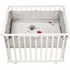 Image de Parc Bébé 100x75 Cm + Tapis Adam Et Eule Imprimé Chouette + 4 Roues - Bois Blanc