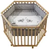 Image de ROBA Parc Bébé Hexagonal   Incl. Tapis De Parc "Jumbotwins"   Bois Naturel