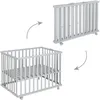 Image de Parc Bébé Pliable - Little Stars - 75 X 100 Cm - Hauteur Réglable - 4 Roues Freinées - Bois Laqué Gris Taupe