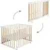 Image de Parc Bébé Pliant - 75 X 100 Cm - Réglable En Hauteur - Roulettes - Bois / Blanc