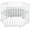 Image de ROBA Parc Bébé Hexagonal   Incl. Tapis De Parc "roba Style"   Bois Blanc