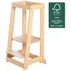 Image de Tour d'apprentissage montessori - bambou certifié fsc - réglable sur 3 niveaux de hauteur - jusqu'a 80 kg - naturel