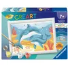 Image de Ravensburger   CreArt Kids 13x18cm   Numéro dArt   Dauphins et coraux   Kit de peinture par numéros   Dès 7 ans   12023220