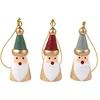 Image de 3 Pères Noël En Bois À Suspendre Rouge, Gris, Vert - 2 X 3,5 Cm