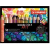 Image de Etui carton x 10 crayons multi-talents STABILO woody 3in1 ARTY + 1 taille-crayon
