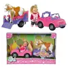 Image de Evi Love Poupée 12cm Avec Poney + Jeep Avec Remorque