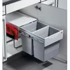 Image de Poubelle de cuisine tri sélectif 2 bacs encastrable 40L (20+20) Hailo Raumspar Tandem + Kit Balayette