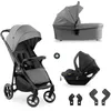 Image de HAUK - Ensemble de voyage 3-en-1 Shop N Care Trio - Poussette + Nacelle + Siège auto + adaptateurs - 4 roues - Gris