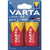 Image de Blister de 2 piles LONGLIFE Max Power LR20 D 15V - VARTA - 4714110401
