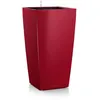 Image de LECHUZA Pot de fleur - Cubico Premium 50 - 50 x 50 x 95 cm - Kit complet - Rouge scarlet brillant