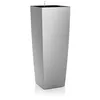 Image de LECHUZA Pot de fleur - Cubico Alto Premium 40 - 39 5 x 39 5 x 105 cm - Kit complet - Argent métallisé