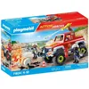 Image de PLAYMOBIL 71824 Véhicule de pompiers avec bidon dessence enflammé Action Heroes Les pompiers 68 pièces Dès 4 ans