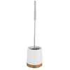 Image de WENKO Porte Brosse WC Bamboo Brosse WC noire avec manche chromé Céramique - Bambou 44x11 cm blanc - marron