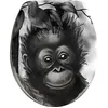 Image de WENKO Abattant WC original Singe Cuvette WC en duroplast antibactérien et fixation en acier inox 365 x 445 cm