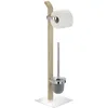 Image de Valet Wc Design Inox Et Bois Samona - H. 71 Cm - Gris