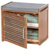 Image de Wenko - Banc armoire de salle de bain en bambou Bahari - L. 50 x H. 45 cm - Gris